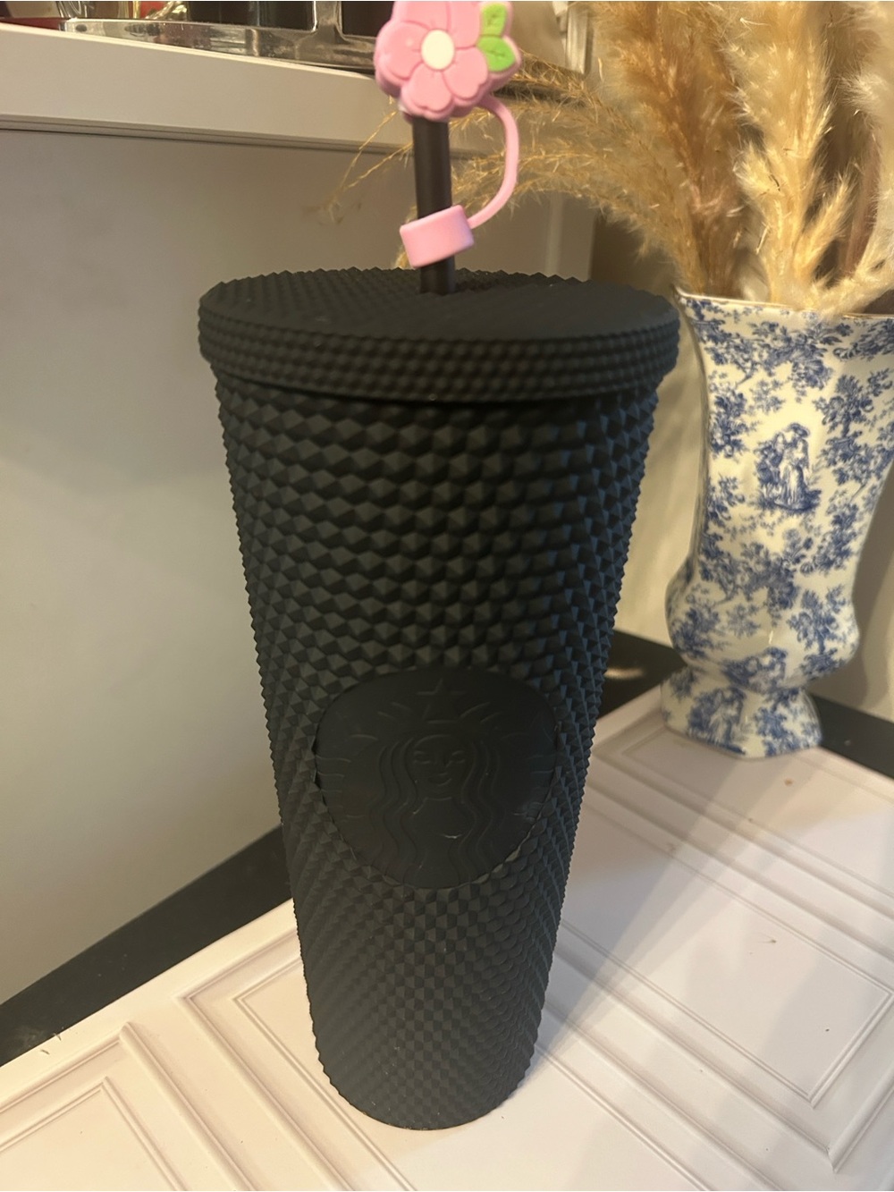 Starbucks Black Studded Matte Tumbler with Straw Charm